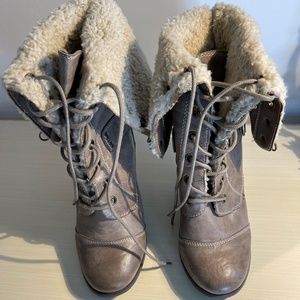 Nine West Faux Fur Topped Boots- Tan- Size 8M
